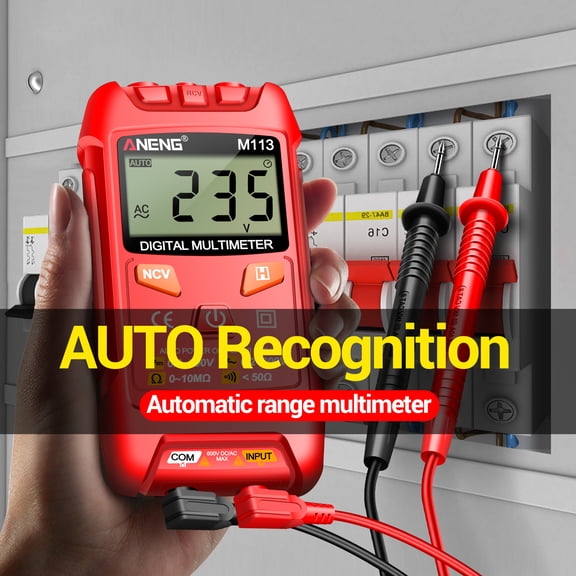 Suodoka Red 4.61in Mini Digital Multimeter 1999 Counts Smart AC/DC Voltage Tester Meter