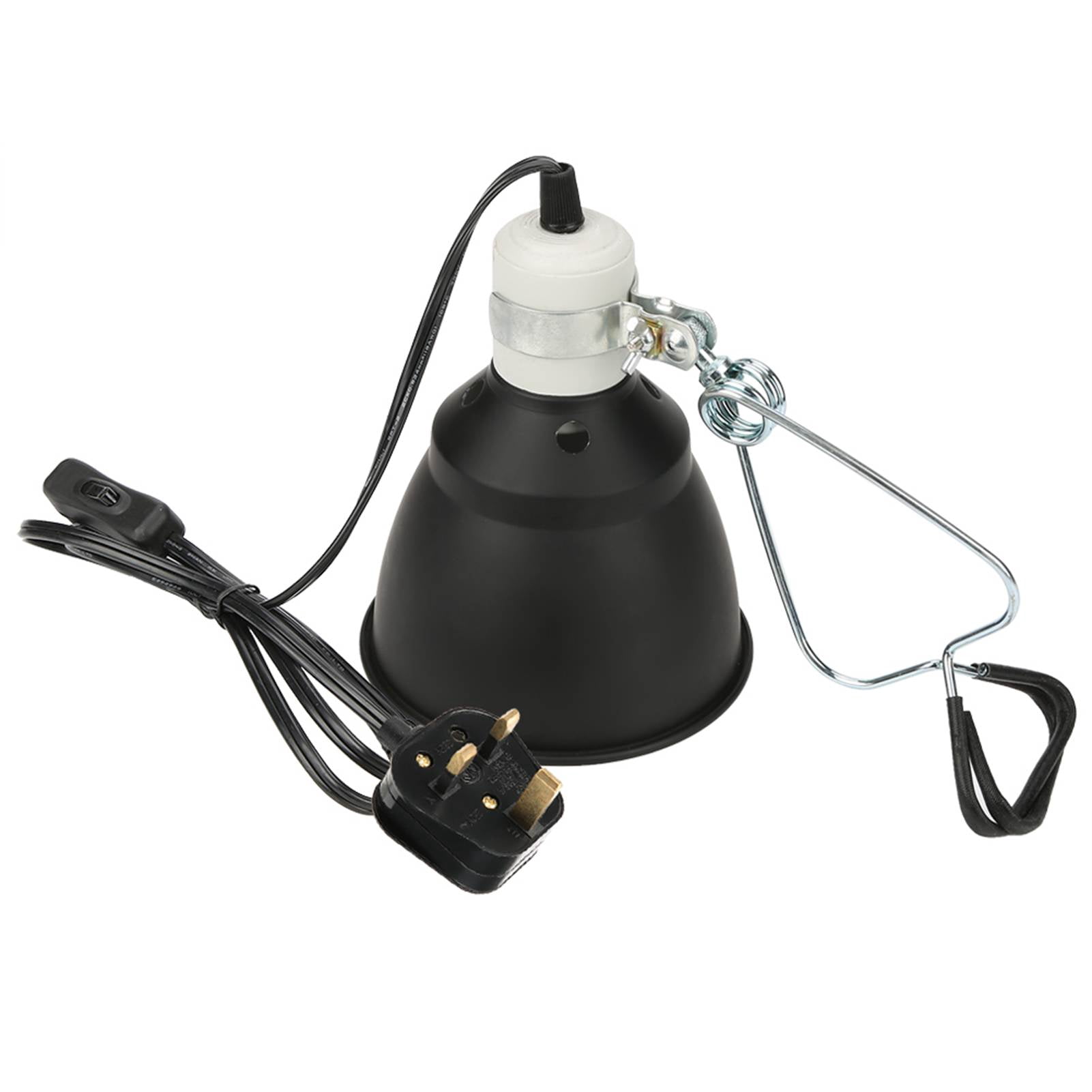 Suodoka Reptile Heat Lamp Holder 220V 300W Ceramic UV UVA UVB Basking Light Fixture for Turtles Tortoises Lizards Snakes Geckos Amphibians UK Plug Black