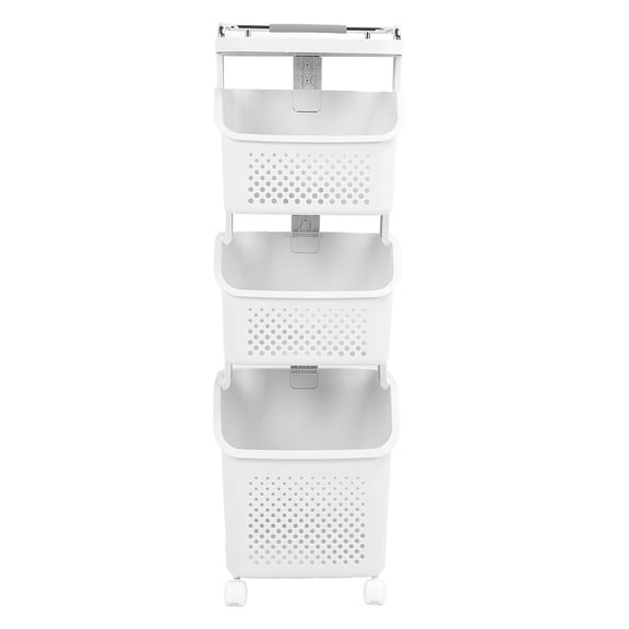 Suodoka Rolling Laundry Hamper – 3‑Layer PP ABS Basket with 4 Wheels, Stackable, Breathable, Heavy‑Duty, Ideal for Kitchen, Bathroom & Small Spaces