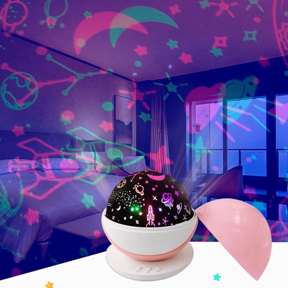 Suodoka Rotatable Star Projector Night Light, Colorful LED Magic Ball Lamp with Animals Galaxy Patterns for Kids Bedroom, USB/Battery Operated, Lake Blue (5.5 in / 14 cm)