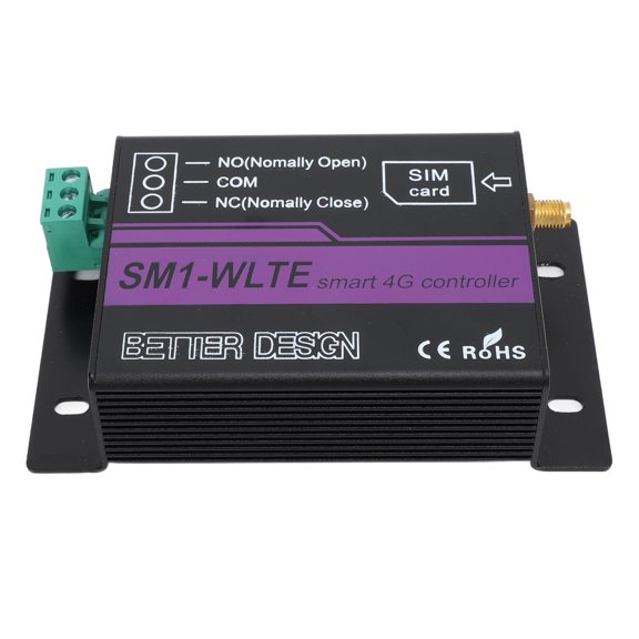 Suodoka SM1-WLTE-EA 4G Mobile Phone Access Controller Relay Switch with Temperature Humidity Alarm, Remote Gate Opener, 110-240V
