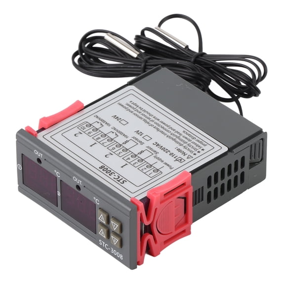 Suodoka STC-3008 Dual Display Digital Temperature Controller Thermostat with 2 NTC Probes 110-220VAC (2.95 in / 75 mm)