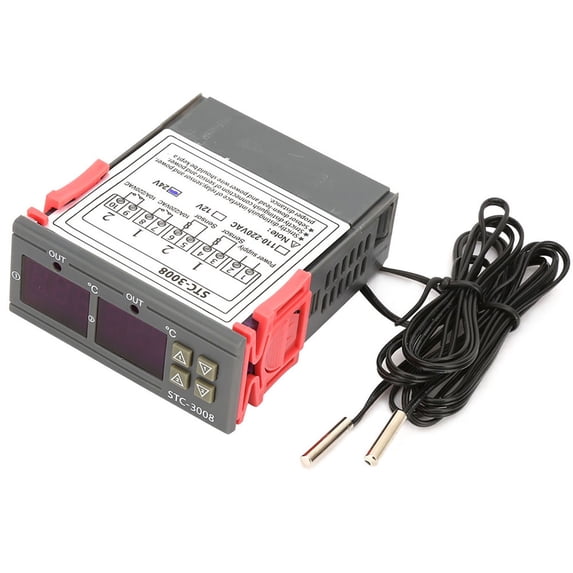 Suodoka STC-3008 Dual Display Digital Temperature Controller Thermostat with 2 NTC Probes DC24V (2.95 in / 75 mm)