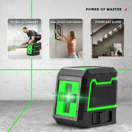 Suodoka Self-Leveling Laser Level Green Cross Laser Beam Line 520nm High Brightness Tool 24.6 ft Range Alignment For Picture Hanging Floor DIY Style A