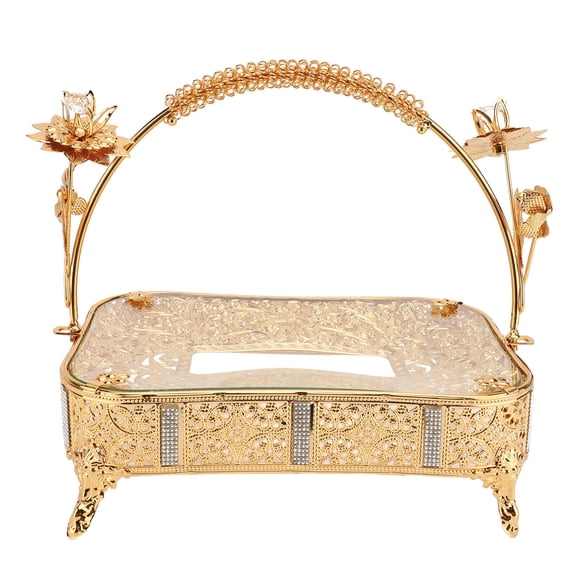 Suodoka Serving Tray with Handle Glass and Metal European Style Vintage Food Plate Decorative Tray for Fruits Snacks Cakes, 10.2 inches / 26 cm, Elegant Display Dishes for Living Room[cite: 1]