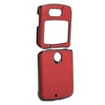 thumbnail image 1 of Suodoka Shockproof Leather Cover Protective Cell Phone Case Shell for Motorola Razr 5G 2020 Folding Screen Phone, Premium Double Color Cowhide Stripe, Anti-Scratch & Drop Resistant, Red, 1 of 5