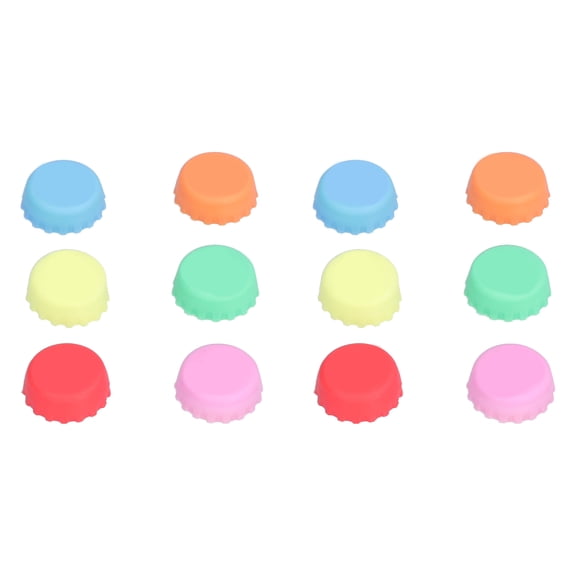 Suodoka Silicone Beer Bottle Caps Reusable Round Glass Bottle Stopper Kitchen Gadgets Home Restaurant, Multicolor, 12 Count (1.18 in / 3 cm)