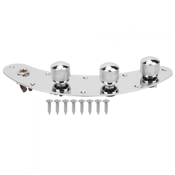 Suodoka Silver Electric Bass Control Plate Assembly with 8 Screws, PB Bass Circuit Board Replacement Accessory Parts for Musical Instruments, Durable Metal Construction, 7.4 inches / 189 mm