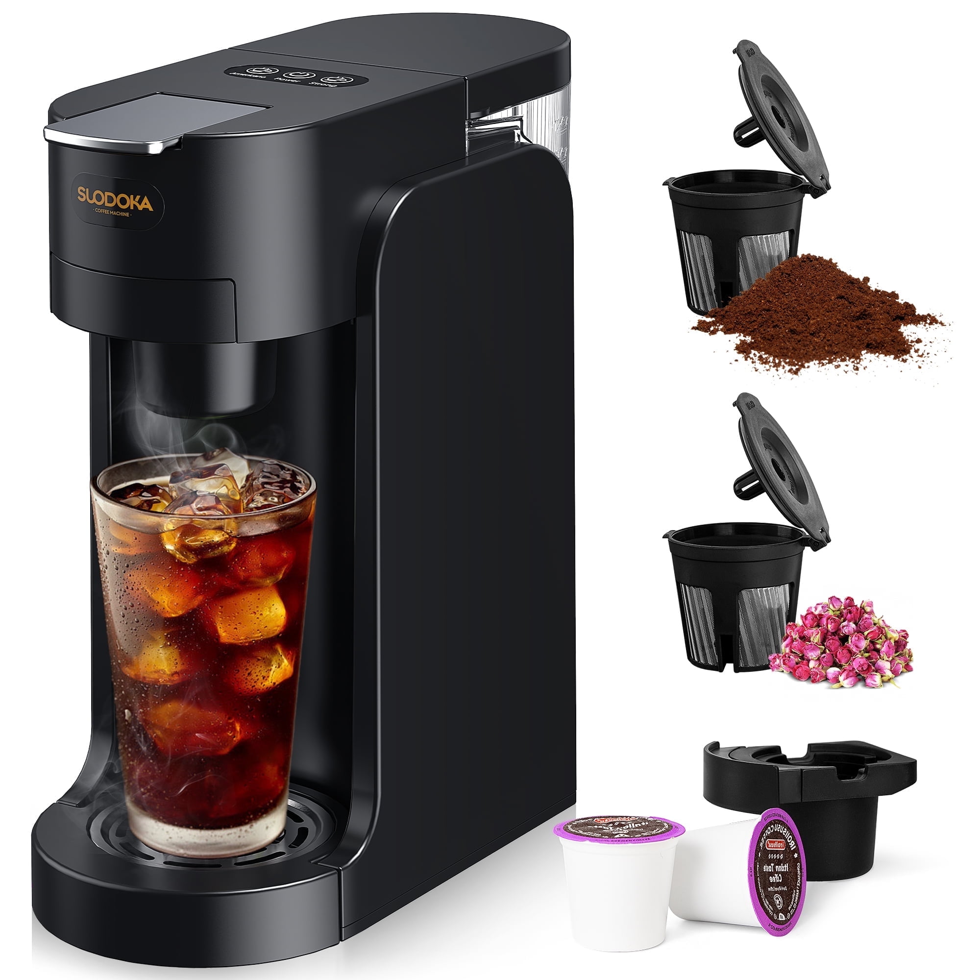 Suodoka Single Serve K Capsule Coffee Maker, Black Coffee Machine