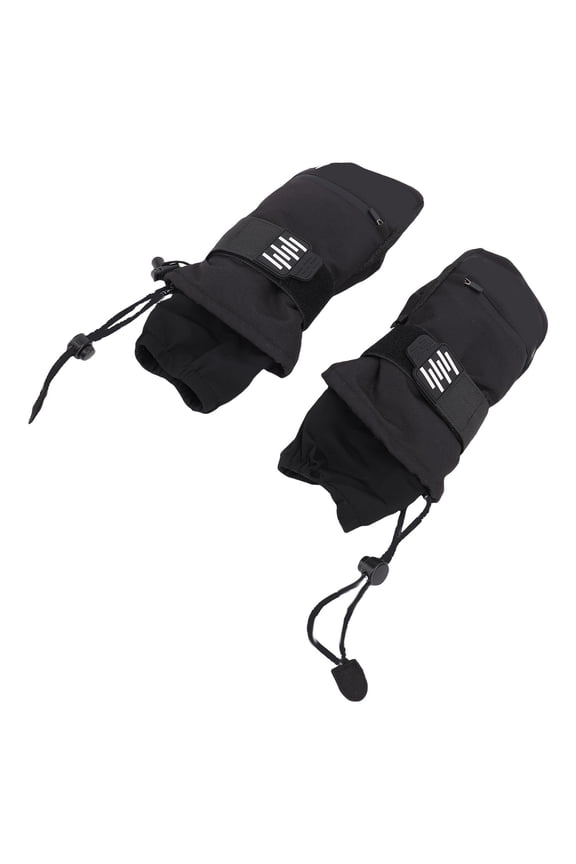Ski Mittens Rain Proof Windproof Snowboarding Mittens with EVA Shock Absorbing Pads Insulated 5 Finger Inner for Men Women Black Large Size Outdoor Winter Sports 13.78 inches / 35 cm
