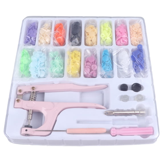 Suodoka Snap Fastener Tool Kit Heavy Duty Professional Snap Button Pliers Setter Hand Tool Set with 160Pcs T5 Plastic Resin Snaps for DIY Crafts Sewing Clothes (10.63 in / 27 cm)