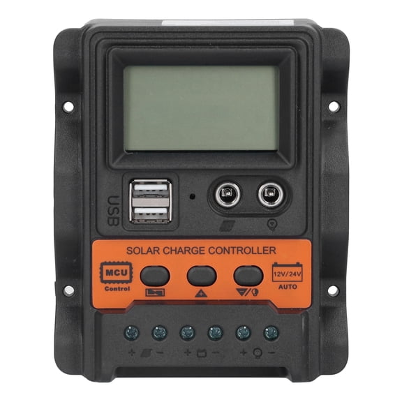 Suodoka Solar Charge Controller LCD Display Double USB DC 12V-24V Discharge Control Regulator 30A (5.12 inches / 13 cm)