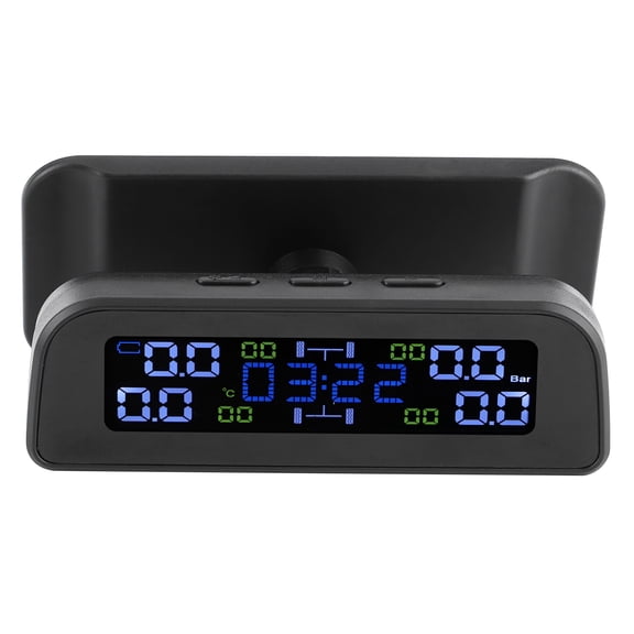 Suodoka Solar Power Tire Pressure Monitoring System Car TPMS Detector with LCD Digital Display 4 External Sensors Clock Designed Real-time Alarm 0-51 PSI Black Auto Accessories[cite: 1]