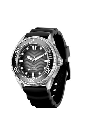 Solar Powered Quartz Dive Watch Night Glow 300M Waterproof Luminous Silicone Strap for Men Women Black (10.24 inches / 26 cm)