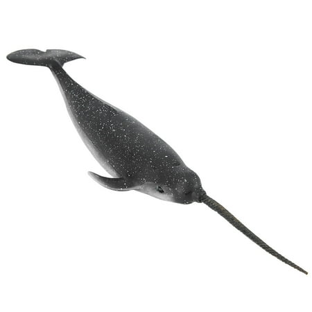 Suodoka Solid Plastic Narwhal Figurine Ocean Animal Model Kid Children Educational Toys - Realistic Hand-Painted Marine Decor (10.6 inches / 26.9 cm)