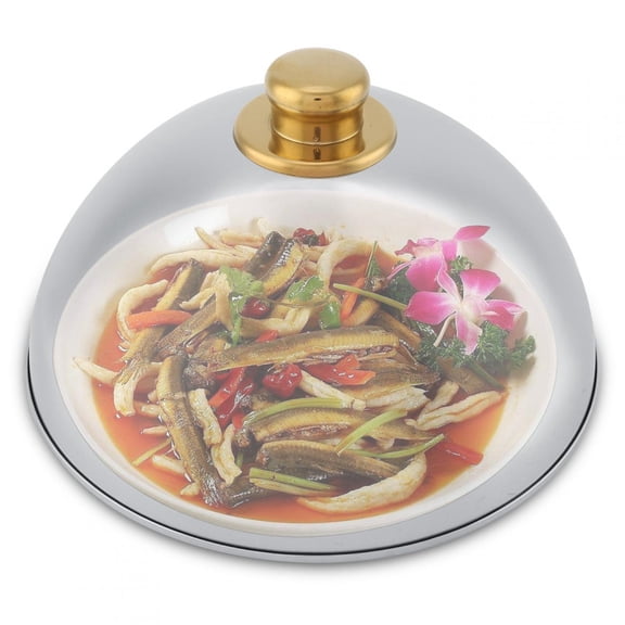 Suodoka Stainless Steel Kitchen Dining Food Serving Platter Lid Dome Plate Cover, Large 12.6 Inches