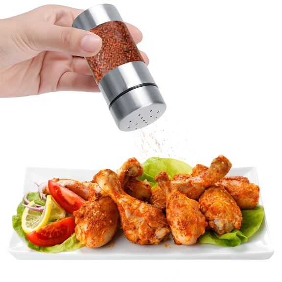 Suodoka Stainless Steel Seasoning Jar Salt Pepper Spice Pot Bottle Tank for Home Kitchen BBQ Small Hole Dispenser 1.6 x 3.7 Inches