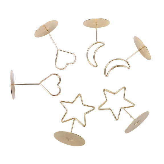 Suodoka Stainless Steel Table Number Holders and Place Card Holders Set, Star Moon Heart Shaped Wire Clips Memo Photo Stand for Wedding Party Table Sign Display, Gold (6 Inches / 15.2 cm, 6 Count)