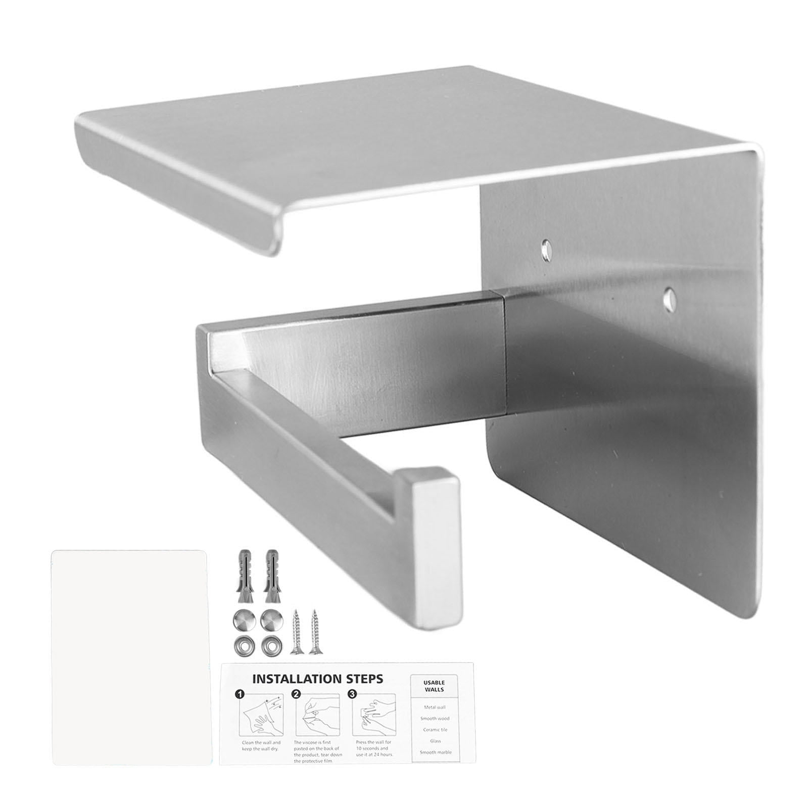 Suodoka Stainless Steel Toilet Paper Holder with Shelf – Rust‑Resistant, Easy Install, Mobile Phone Storage, Elegant Design