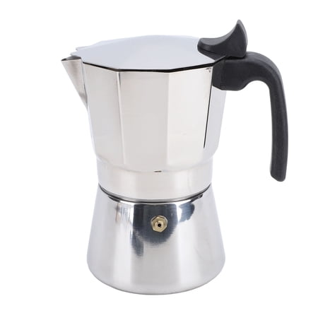 Suodoka Stovetop Espresso Maker Stainless Steel Octagonal Coffee Pot Silver 300ml / 10 oz