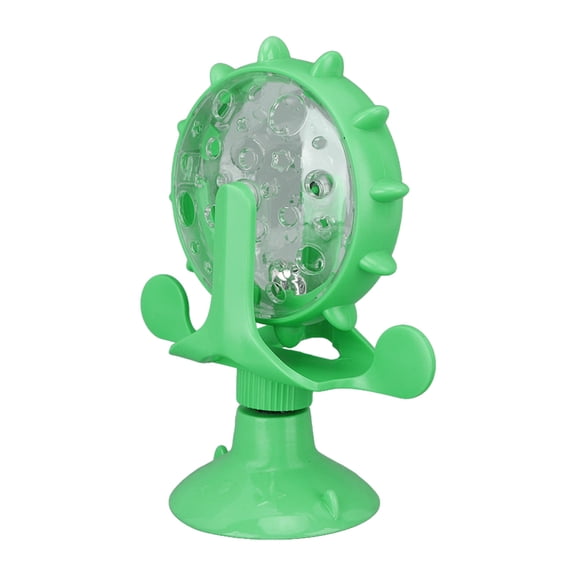Suodoka Suction Cup Windmill Cat Toy Slow Feeder Rotating Puzzle Dispenser Interactive Training Toy (17.00 cm / 6.69 inches), Green