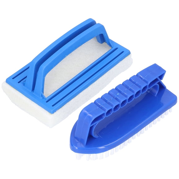 Suodoka Swimming Pool Cleaning Brush Set - Handheld Sponge Brush & Heavy Duty Plastic Bristle Brush for Pool, Spa, and Sauna Walls, Floor, and Steps (5.7 in / 14.5 cm)