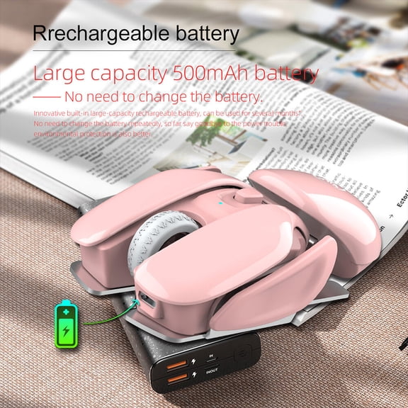 Suodoka T37 Wireless Mouse 2.4G Rechargeable Mute Optical Mice with 3 Adjustable DPI (800-1200-1600), Ergonomic Silent Mechanical Design for Laptop PC and Mac, 4.33 inches / 11 cm, Elegant Pink
