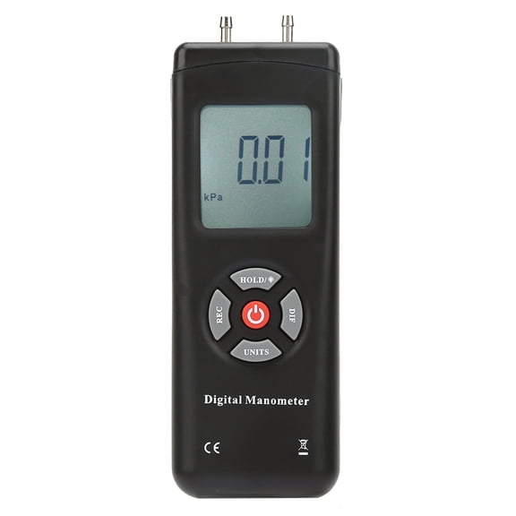 Suodoka TL100 Digital Differential Pressure Gauge Dual Port Handheld Manometer Tester with 11 Selectable Units Backlight LCD Display Data Hold Low Battery Prompt HVAC Air Gas Pressure Meter