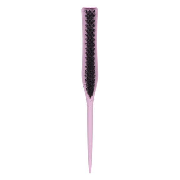 Suodoka Teasing Hair Brush Portable 3 Row Rat Tail Comb for Beard Grooming Styling Salon Travel Home Use Anti-Static Nylon Bristles 10.2 inches / 26 cm, Light Purple