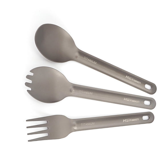 Suodoka Titanium Camping Spork Set  Lightweight, RustProof Flatware for Hiking, Backpacking & Outdoor Dining