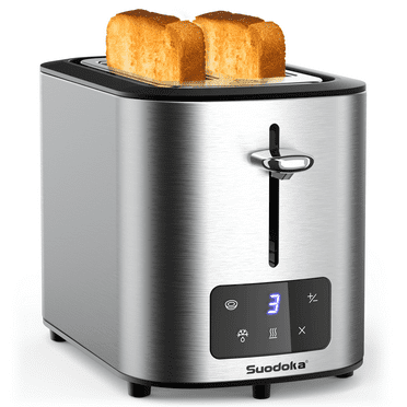 Suodoka Toaster 2 Slice Wide Slots, Touchscreen 6 Shade Settings,Bagel Defrost Reheat Cancel New