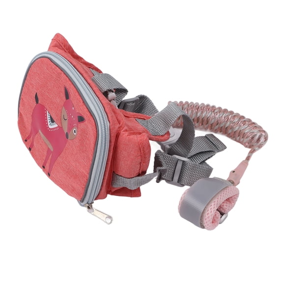 Suodoka Toddler Harness Backpack with Safety Leash, 2-in-1 Prevent Lost Children Wrist Link Anti-Lost Reflection Spring Rope for Outdoor Use, 59 inches / 1.5m Pink