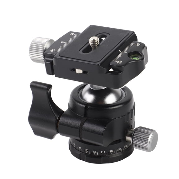 Suodoka Tripod Ball Head Mount 25mm Diameter Ball 360 Degree Panorama Rotation Low Gravity Center Head with 1/4 Inch Screw Quick Release Plate and Bubble Level for DSLR Cameras [cite: 5, 8]