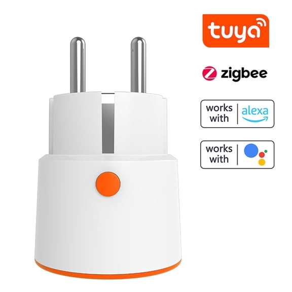 Suodoka Tuya ZigBee 16A Intelligent EU-Plug Smart Outlet (2.8 inches / 71 mm), Real-Time Power Metering, App Remote Control, Voice Assistant Compatibility, and Countdown Timer