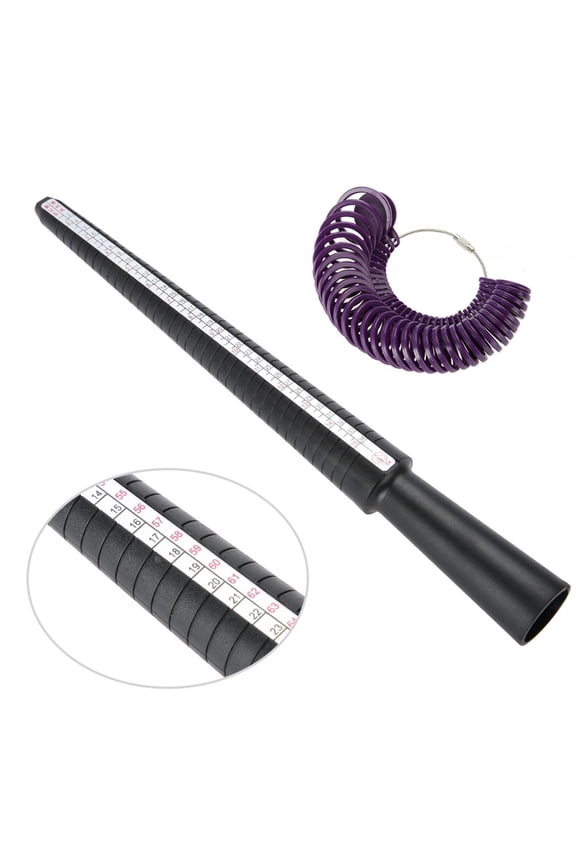 US HK Sizes Ring Mandrel Stick Finger Gauge Sizer Jewelry Measuring Tool Set Plastic 10.24 inches / 26 cm Perfect Ring Sizer Tool Set For Fitting Wedding Class Wide Rings Measurement[cite: 1]