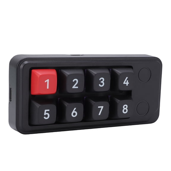 Suodoka USB C Wired 8 Key Keyboard Fully Programmable Hot Swappable Macro Mechanical Keyboard Number Pad for Windows Mac Black (5.1 inches / 13.0 cm)