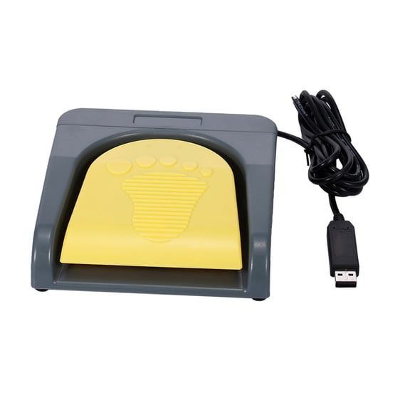 Suodoka USB Single Foot Switch Game Control FS2016-USB Action Pedal Yellow Grey, Multi-Function Computer Keyboard Mouse String Controller for PC Laptop Windows Mac Linux Gaming (5.5 x 5 x 1.3 in)
