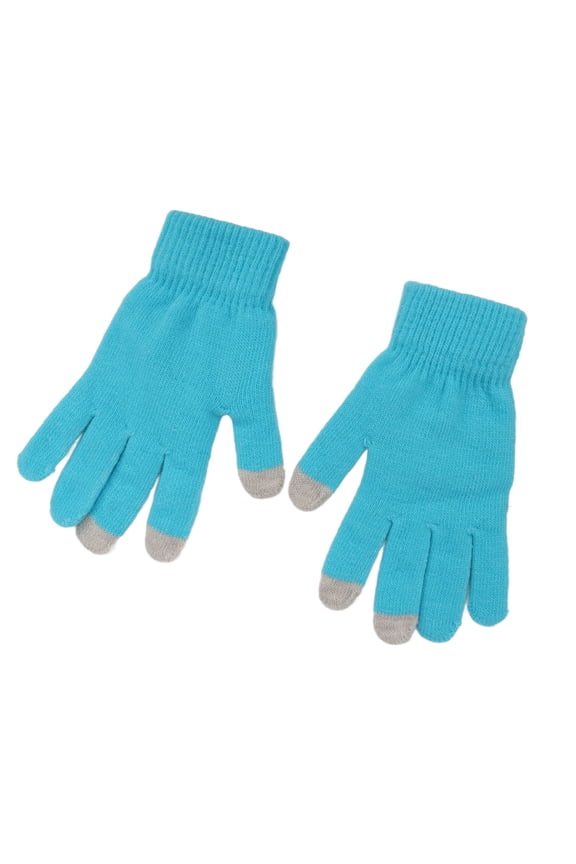 Unisex USB Heated Touch Screen Gloves, Winter Warm Soft Elastic Knit Thermal Mittens for Men and Women, Single Sided Heating Washable Carbon Fiber, Cyan (Length 6.3 inches / 16 cm)