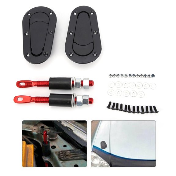Suodoka Universal Racing Car Bonnet Plus Flush Hood Latch Pin Key without Lock Kit Black (5.12 inches / 13 cm)[cite: 1]