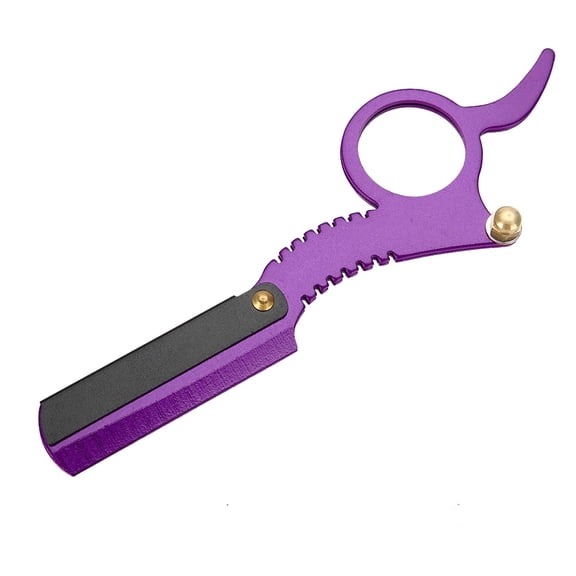 Suodoka Vintage Barber Straight Edge Razor for Men, Easy Blades Replacement Mechanism Professional Beard Shaving Tool, 5.1 inches / 13 cm, Purple[cite: 1]