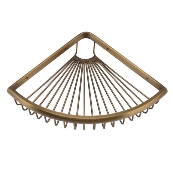 Suodoka Vintage Brass Corner Shower Caddy Triangular Storage Rack, RustProof, SpaceSaving Bathroom Organizer
