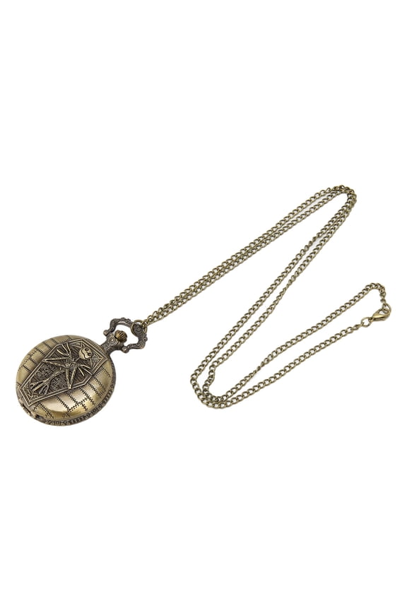 Vintage Quartz Pocket Watch with Chain Stylish Skull Pattern Practical Men's Half-Hunter Pocket Watch Ideal for Everyday Wear and Unique Gift (Chain Length 15 inches / 38.1 cm)
