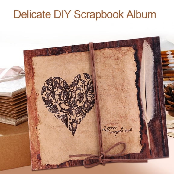 Suodoka Vintage Style Accordion Foldable Photo Album Scrapbook, 8.27x5.91 Inches / 21x15 CM DIY Kraft Paper Memory Book with 34 Pages 18 Folds for Anniversary and Wedding Memories Storage