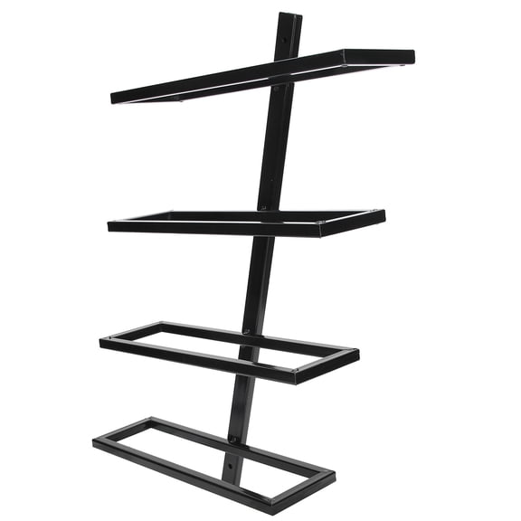 Suodoka Wall Mounted Metal Wine Rack 4 Bottle Holder Display Shelf Black (19.7 inches / 50 cm)
