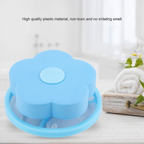 Suodoka Washing Machine Hair Remover Floating Filter Mesh Bag Flower Shaped Blue Lint Catcher, 1 Count