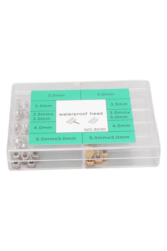 Watch Crowns Parts Waterproof Stainless Steel Flat Head Precise Watch Spare Repairing Crowns with Storage Box (4.72 inches / 12.00 cm)