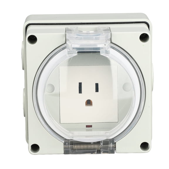 Suodoka Weather Resistant Outdoor Electrical Outlet IP66 Waterproof Wall Socket Box, 3 Prong American Style Grounded Duplex Power Plug Receptacle for Garden Backyard Workshop (4.72x3.94x3.94 Inches)