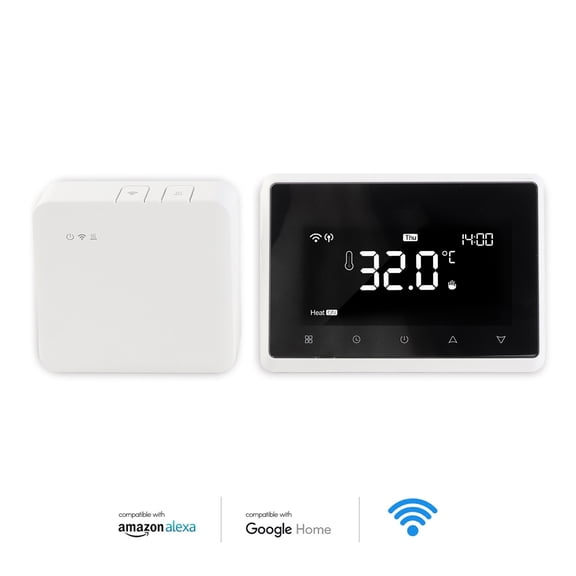 Suodoka WiFi Smart Programmable Thermostat with RF Receiver Tabletop or Wall Mounted App Voice Touch Control Gas Boiler Heater Controller, 5.9 inches / 15 cm[cite: 1]