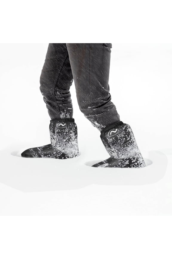 Winter Warm Duck Down Slippers Boots Indoor Outdoor Water-Resistant Camping Shoes Footwear with Storage Bag for Men Women Black M 7.09 inches / 18 cm