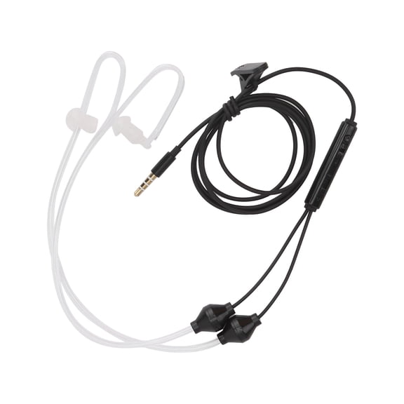 Suodoka Wired Air Tube Earbuds with HandFree Microphone, 3.5mm Jack Headphones Anti-Radiation Earphones for Cell Phones and Tablets, Black (10 inches / 25.4 cm)